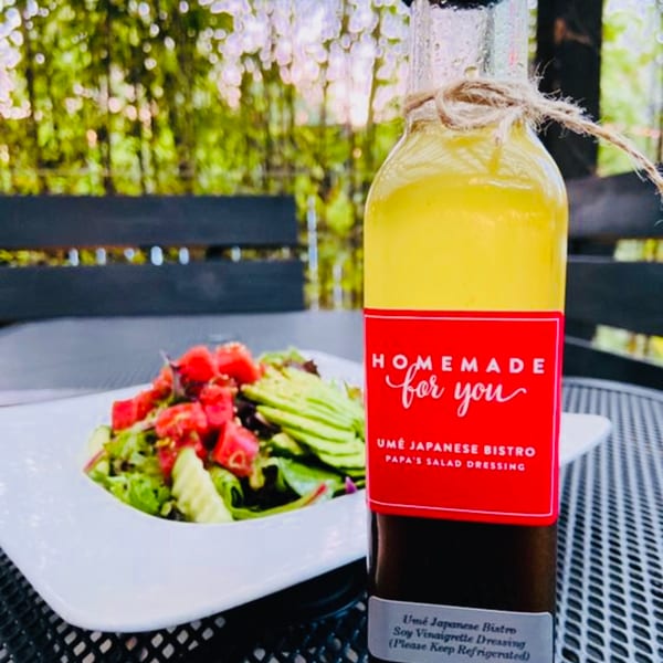 Umé Japanese Bistro house salad with homemade soy vinaigrette dressing