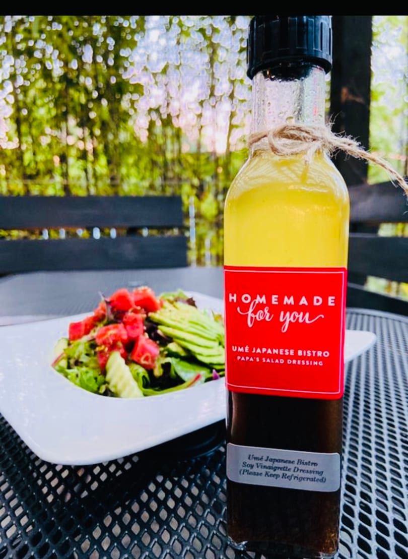 Umé Japanese Bistro house salad with homemade soy vinaigrette dressing